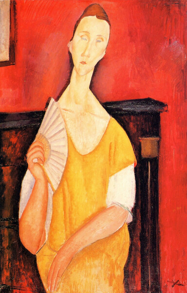 Modigliani - Portrait of Lunia Czechowska with fan -2- by Modigliani